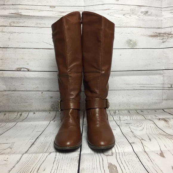 Brown Tall Stud Buckle Riding Knee High Boots - Picture 3 of 4